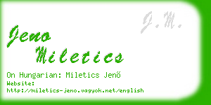 jeno miletics business card