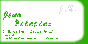 jeno miletics business card